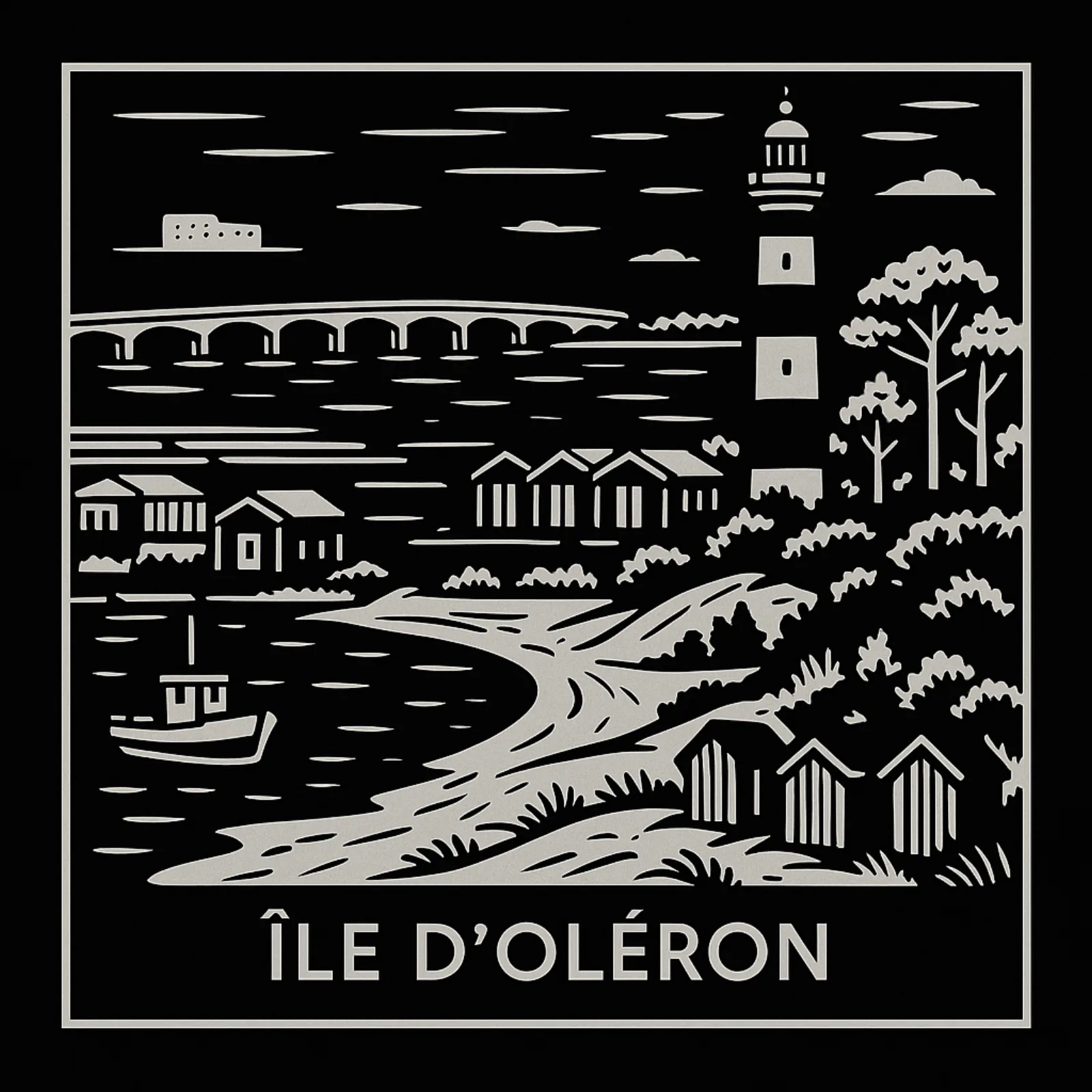 Île d'Oléron gravée sur ardoise